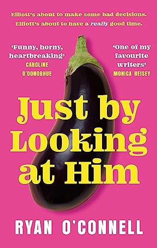Book cover with a large eggplant on a bright pink background and yellow text.