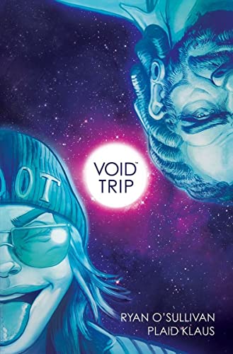 Graphic novel cover featuring two characters against a starry purple space background.