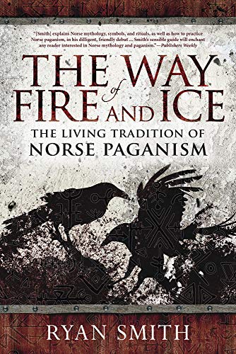 Book cover: "The Way of Fire and Ice" with ravens and Norse patterns.