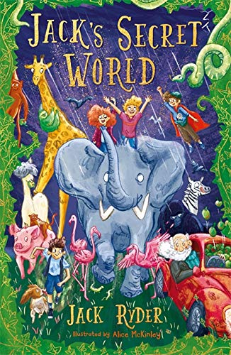 Book cover: children with animals in a fantastical, colorful scene.