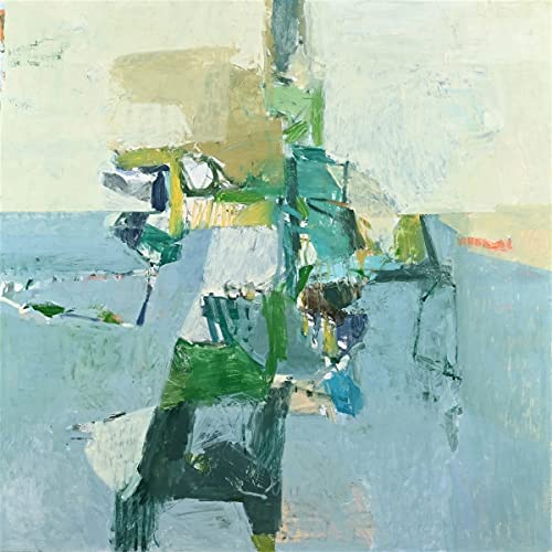 Abstract painting with blues, greens, and browns; album cover art.