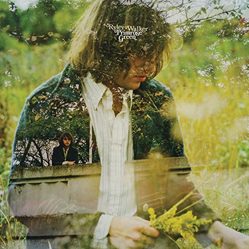 Double exposure portrait of Ryley Walker with foliage and a field background.