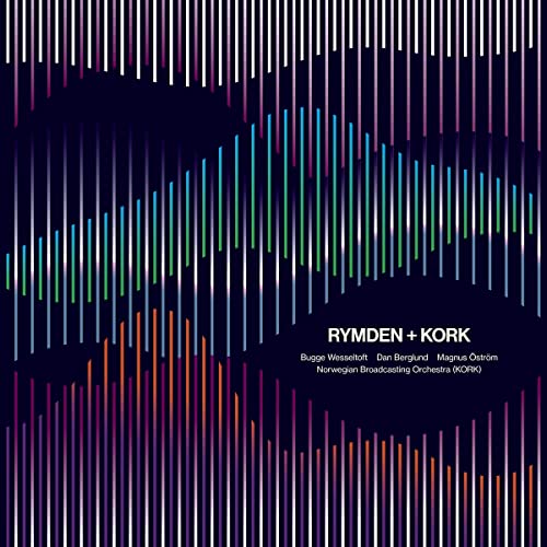 CD cover with colorful vertical lines and text “Rymden + Kork”.