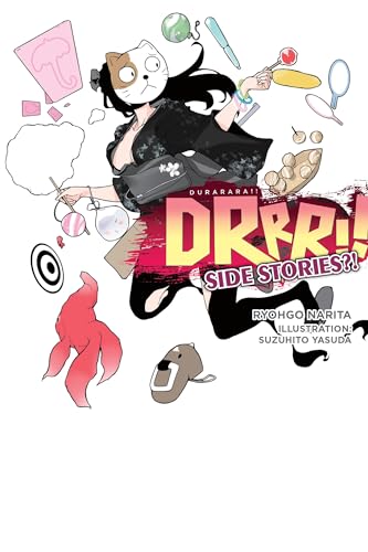 Durarara Side Stories light novel cover with a girl and scattered objects.