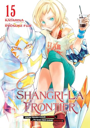 Manga cover featuring a blonde girl holding a coffee beside a white armored character.