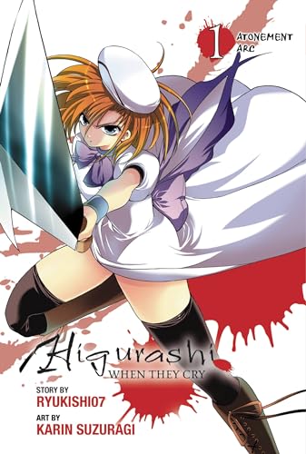 Manga cover: girl with sword, red splashes, and title "Higurashi When They Cry".