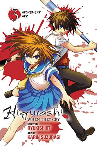 Manga cover with two anime characters and red blood splatters.