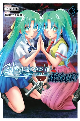 Manga cover: two girls with colorful hair and a handgun nearby.