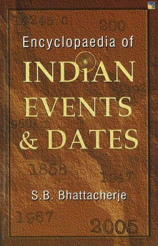 Brown book cover with gold text: "Encyclopaedia of Indian Events & Dates".