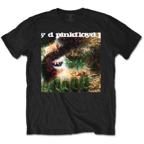 Black t-shirt with Pink Floyd’s “Saucer Full of Secrets” album art.