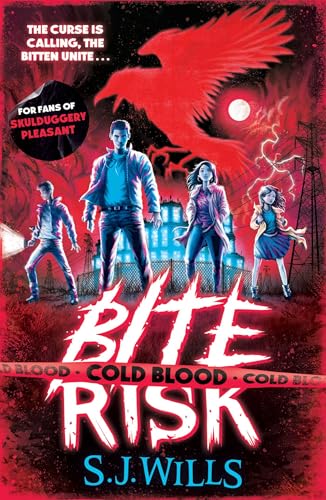 Four young people stand before a glowing building under a large, red, spectral bird.