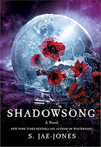 Book cover: shattered glass orb with red poppies, dark moody background.