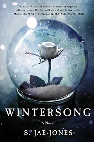 Book cover: white rose in a snow globe, dark and icy aesthetic.