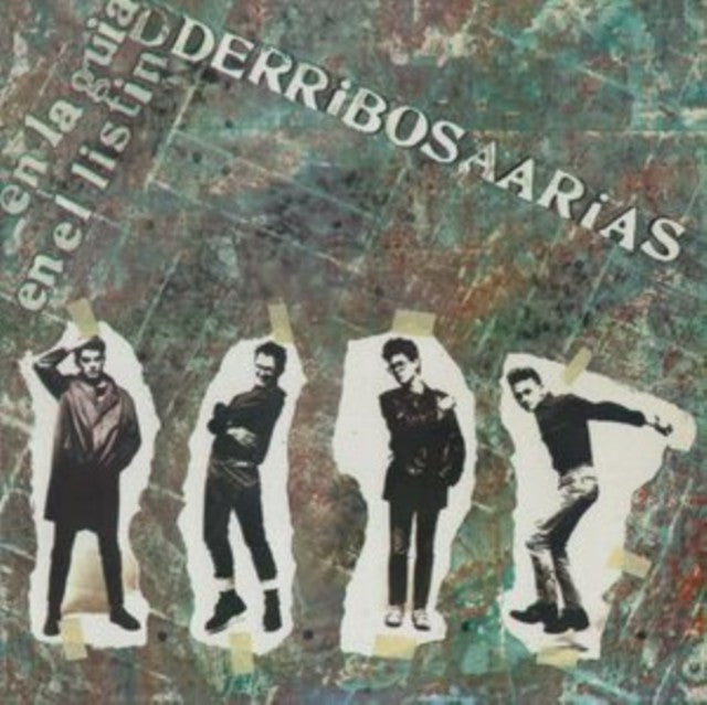 Vinyl album cover featuring four men with taped-on, cut-out portraits.