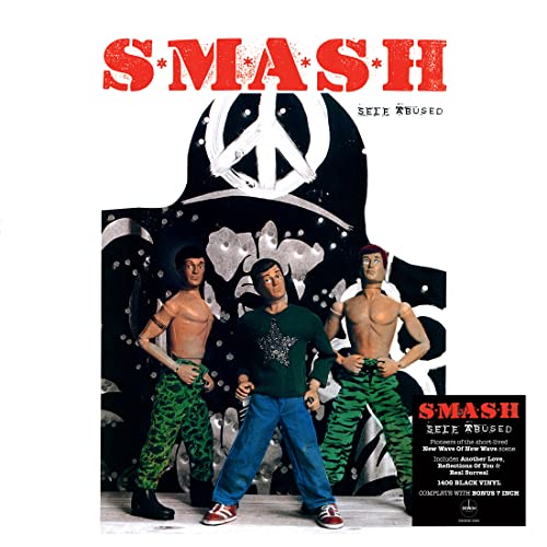Album cover for "S*m*a*s*h - Self Abused" featuring dolls and a peace sign.