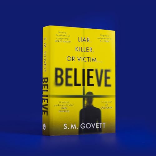 Yellow book cover with the title "Believe" and a shadowy figure.