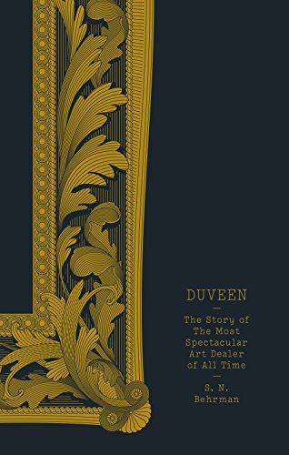 Book cover with a gold ornate frame on a dark blue background.