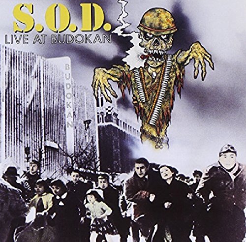 S.O.D. album cover: zombie figure over a city and crowd scene.