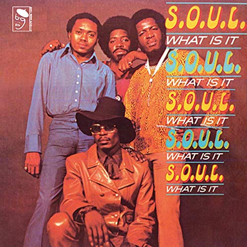 Vinyl album cover featuring four Black men in 1970s attire.