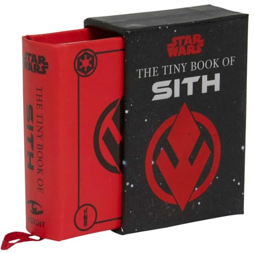 A red book partially slid out of a black Star Wars themed slipcase.