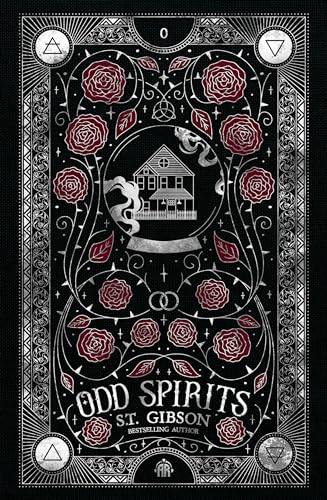 Black and white book cover with red roses, a house, and text: "Odd Spirits".