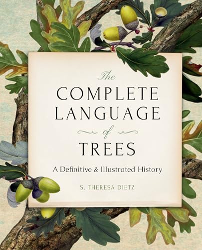 Book cover with illustrated tree branches and acorns, titled "The Complete Language of Trees.
