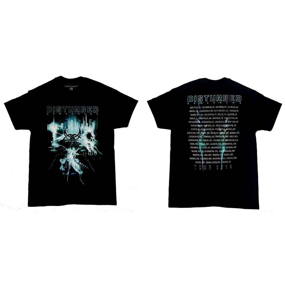 Black Disturbed band t-shirt, large back print, extra-extra large size.