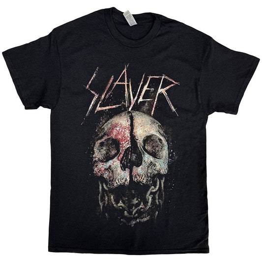 Black t-shirt with a distressed Slayer band logo and skull graphic.