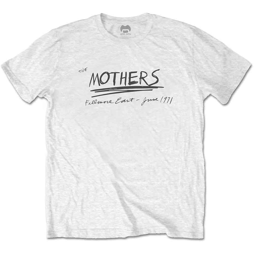 Black t-shirt with white text: “Mothers Filmore East - June 1971”.