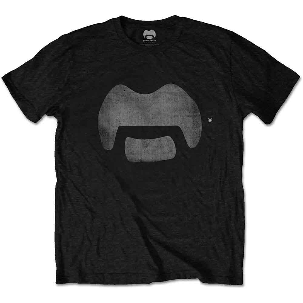 Light heather tee with a dark mustache graphic on the front.