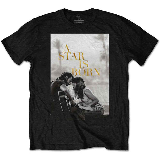 Black t-shirt with “A Star Is Born” movie poster graphic.