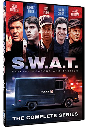 S.W.A.T." DVD cover featuring cast photos and a police van.