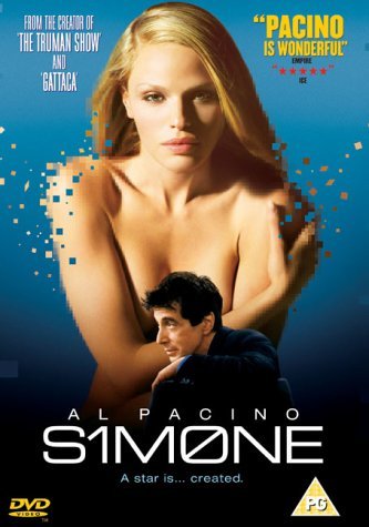 “S1m0ne” DVD cover featuring Al Pacino and a digitally dissolving woman.