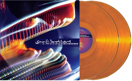 Saafi Brothers’ “A Relaxed Blur” vinyl record, with orange discs and abstract cover art.