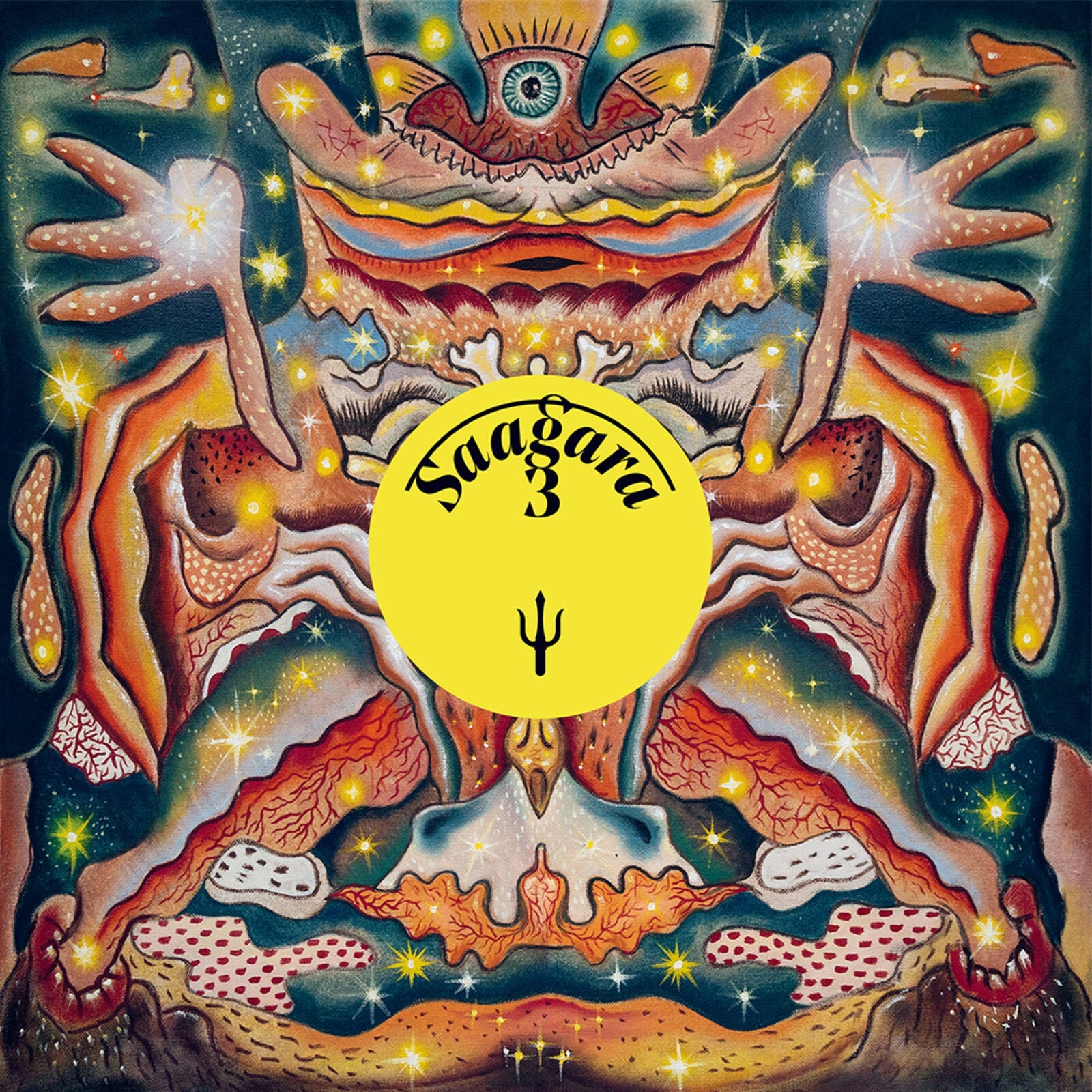CD cover for "Saagara - 3" featuring surreal, colorful, eye-like imagery.