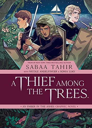 Cover of graphic novel featuring three young characters, a sword, and a sailboat.
