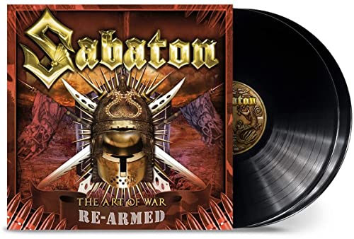 Sabaton's "The Art Of War" vinyl record with a Spartan helmet cover.