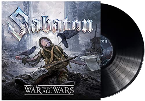 Sabaton vinyl record cover depicting a World War I scene and black disc.