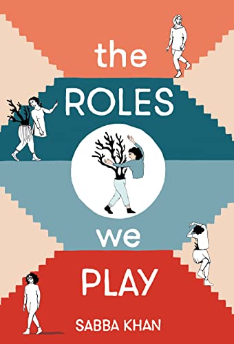 Book cover: illustrated figures on stairs and with a tree, titled "The Roles We Play".