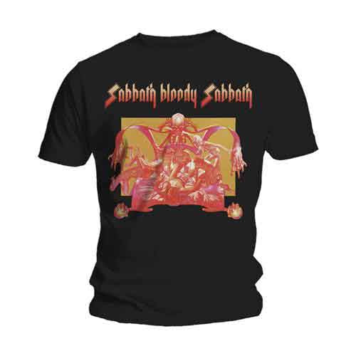 Black t-shirt with the “Sabbath Bloody Sabbath” album cover graphic.