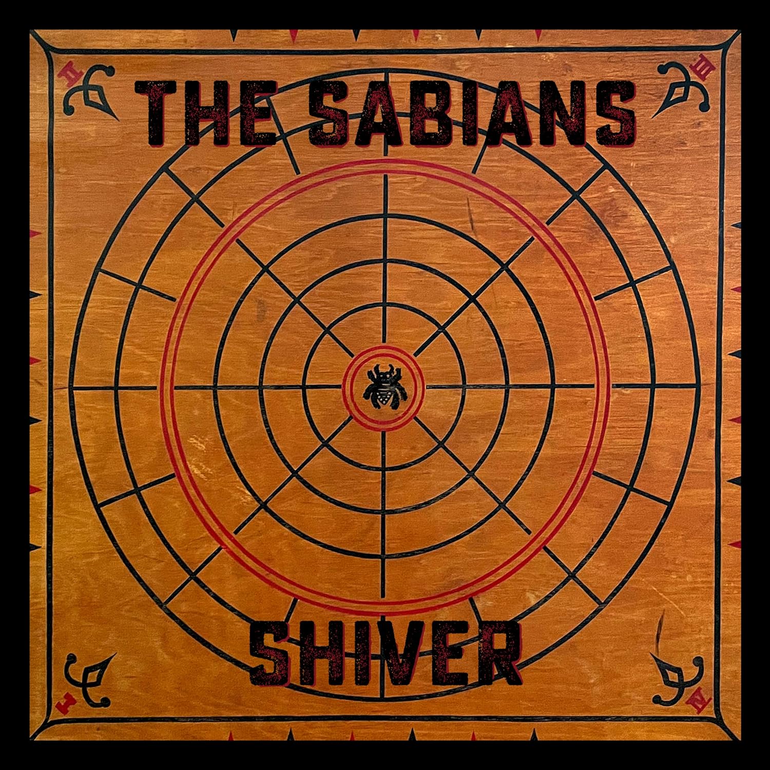 Vinyl record cover: wooden texture, red target design, band name "The Sabians".