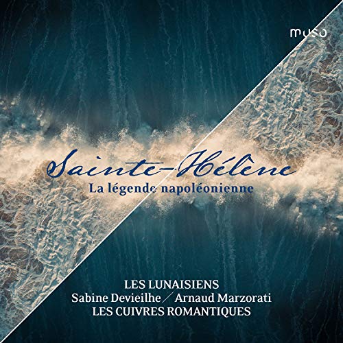 CD cover: abstract blue water texture with white title “Sainte-Hélène”.