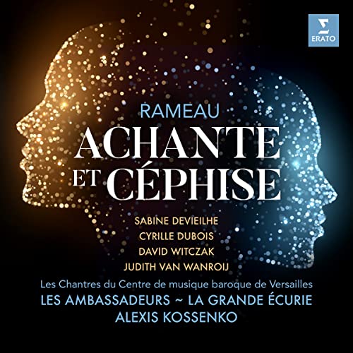 Album cover featuring two silhouettes made of light particles with text Rameau Achante et Céphise.