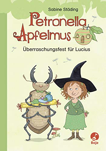 Book cover: Petronella Apfelmus with a beetle and a young girl.