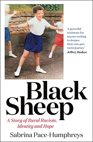 Book cover: young girl mid-air, text “Black Sheep” and author’s name.