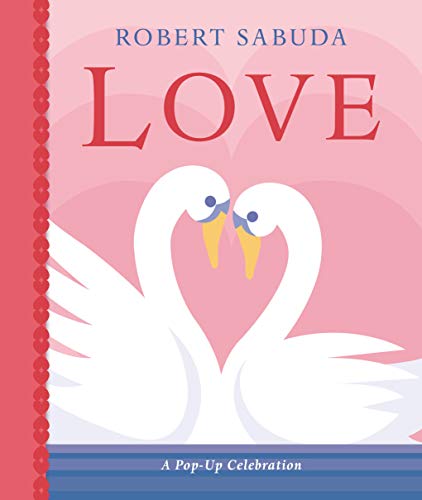 Book cover with the word "LOVE" and two swans forming a heart.