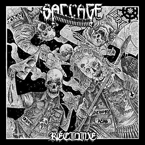 Black and white album cover with detailed, chaotic, and gruesome zombie-like figures.