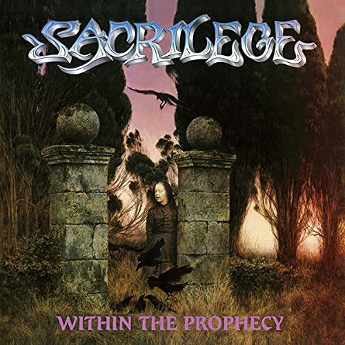 Album cover: woman in a garden with stone pillars and birds.