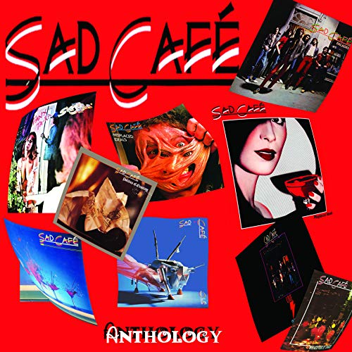 Red album cover collage for Sad Café’s “Anthology” vinyl record.