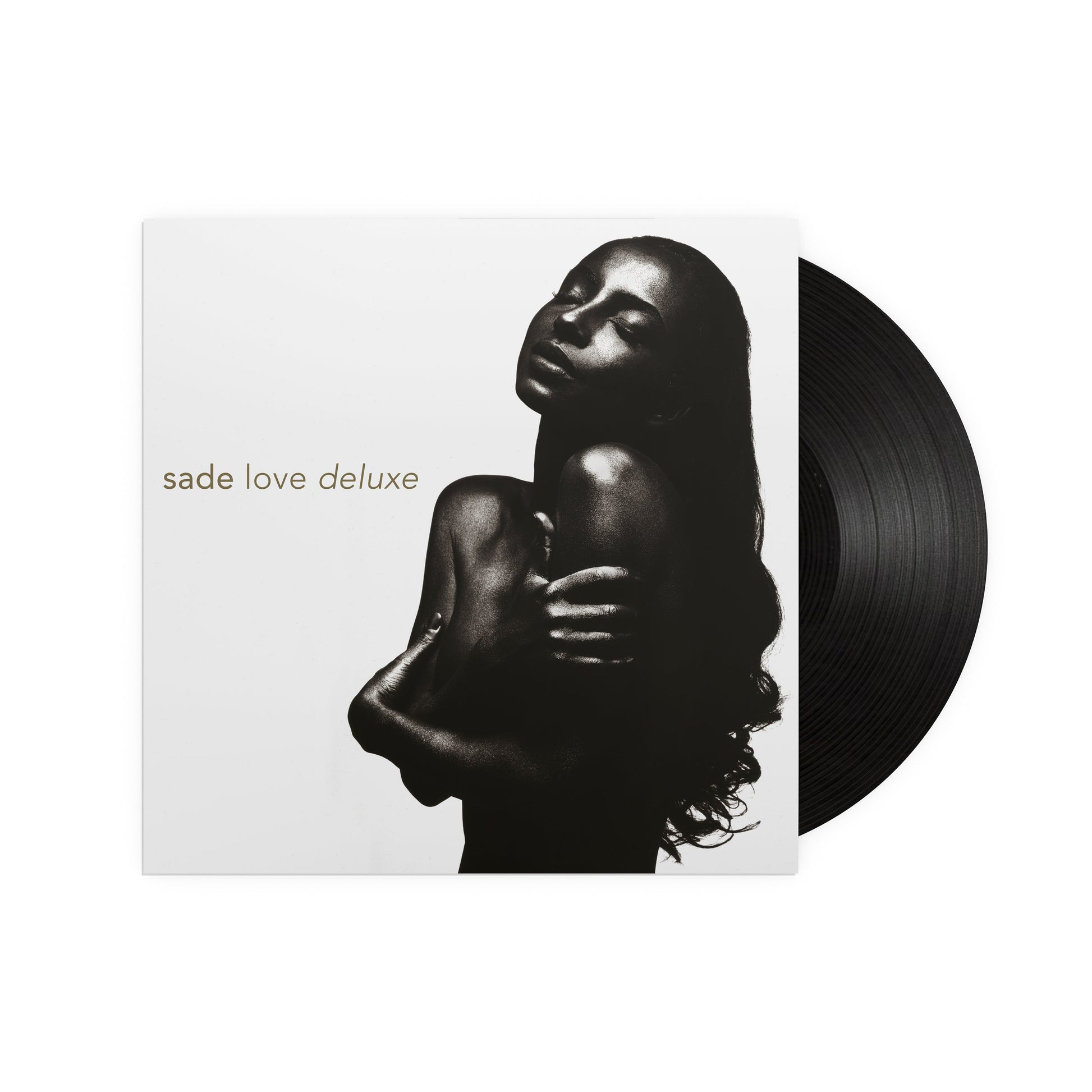 Sade Love Deluxe vinyl record with black and white cover art of a woman.